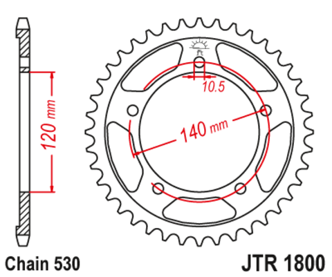 Звезда задняя JTR1800.43